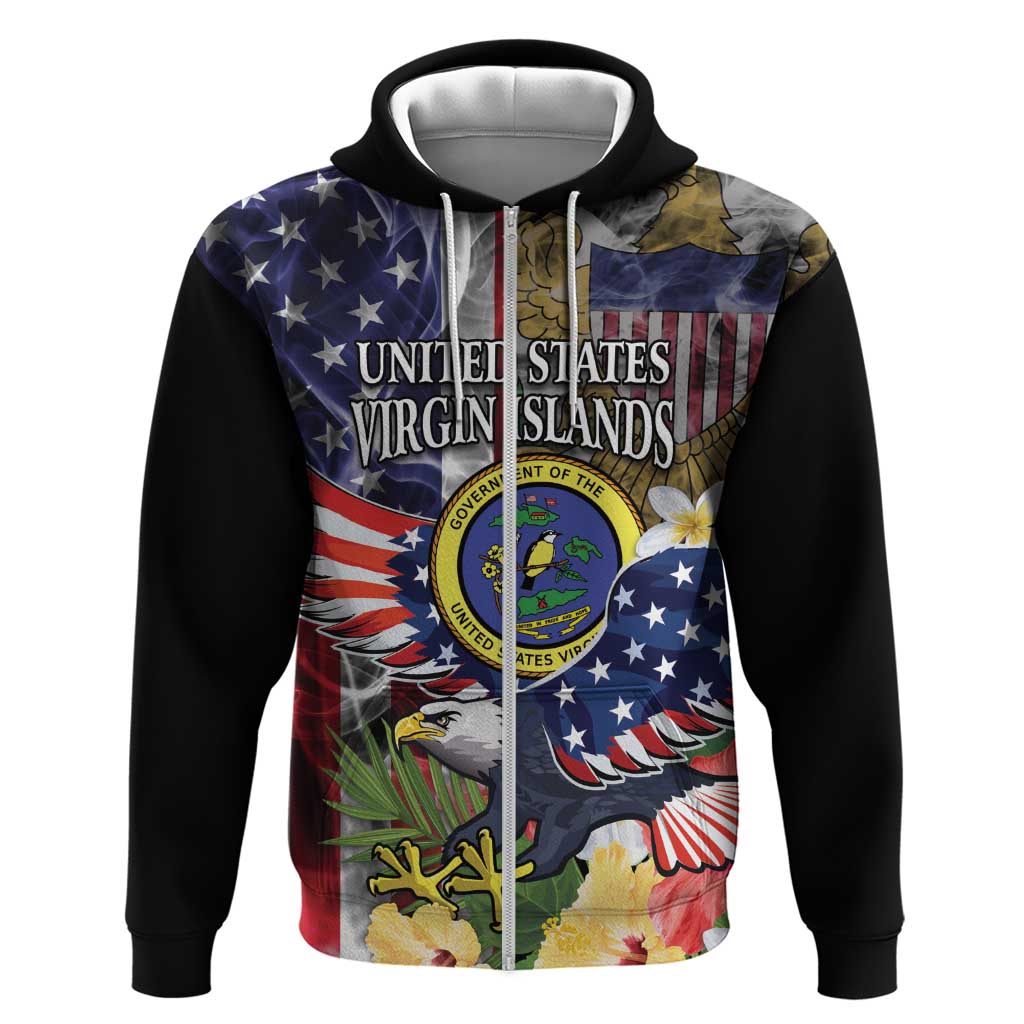 US Virgin Islands USA Half Flag Hoodie Together We Grow Smoke Effect - Wonder Print Shop