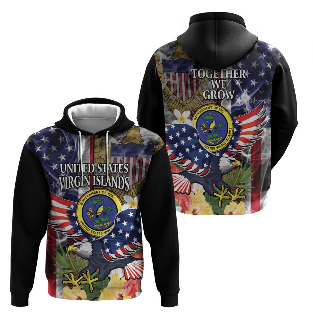 US Virgin Islands USA Half Flag Hoodie Together We Grow Smoke Effect - Wonder Print Shop