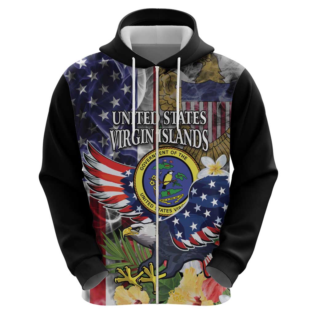 US Virgin Islands USA Half Flag Hoodie Together We Grow Smoke Effect - Wonder Print Shop