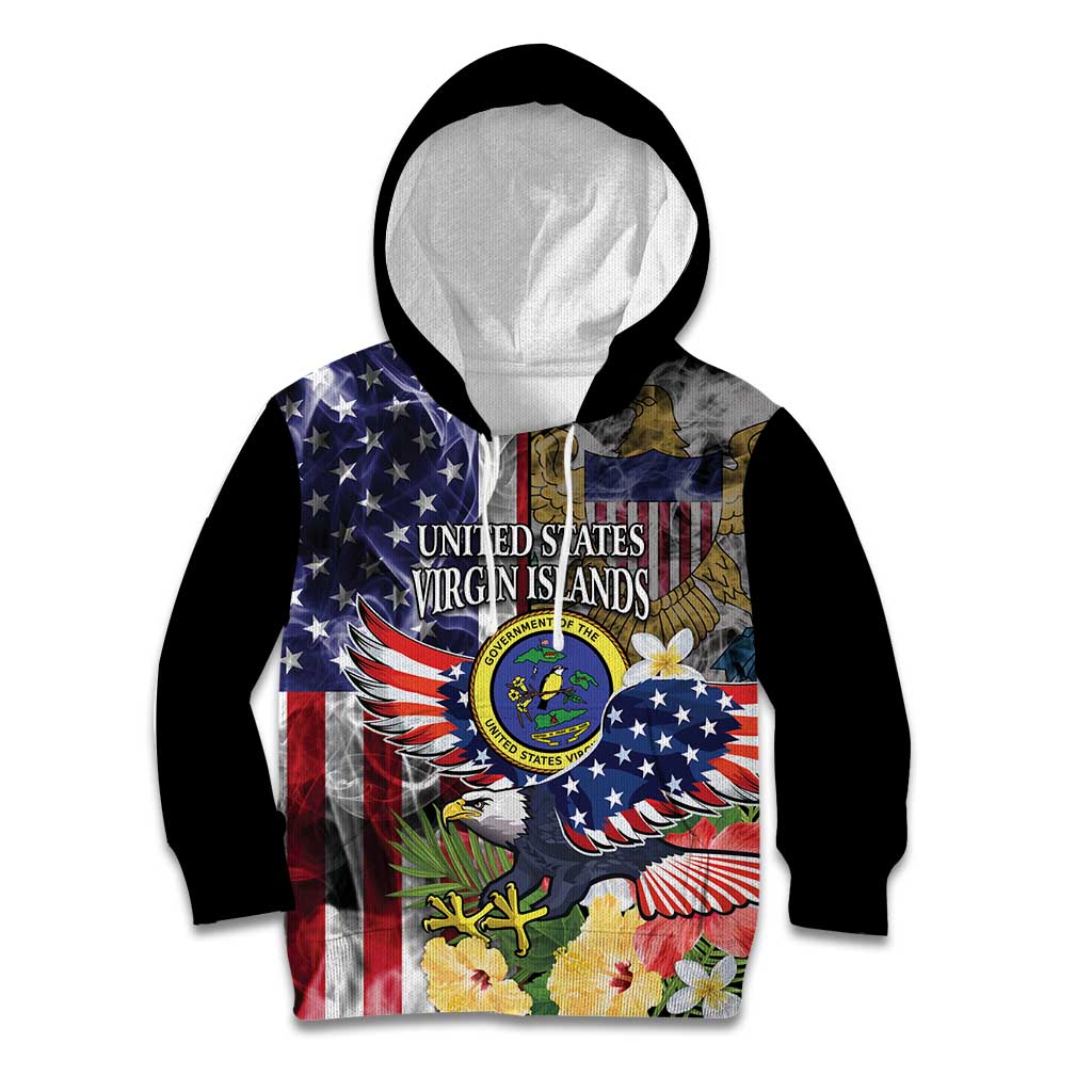 US Virgin Islands USA Half Flag Kid Hoodie Together We Grow Smoke Effect - Wonder Print Shop