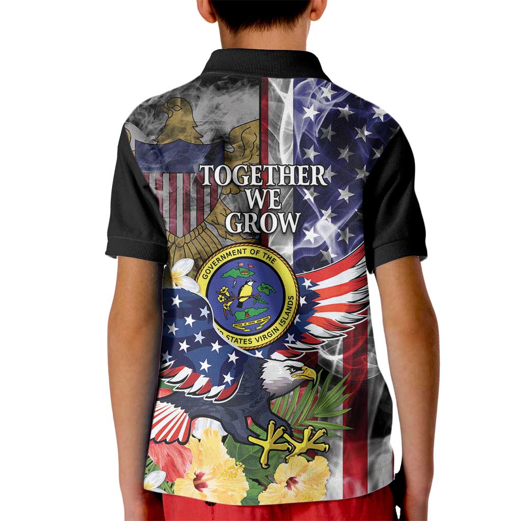 US Virgin Islands USA Half Flag Kid Polo Shirt Together We Grow Smoke Effect - Wonder Print Shop