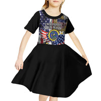 US Virgin Islands USA Half Flag Kid Short Sleeve Dress Together We Grow Smoke Effect - Wonder Print Shop