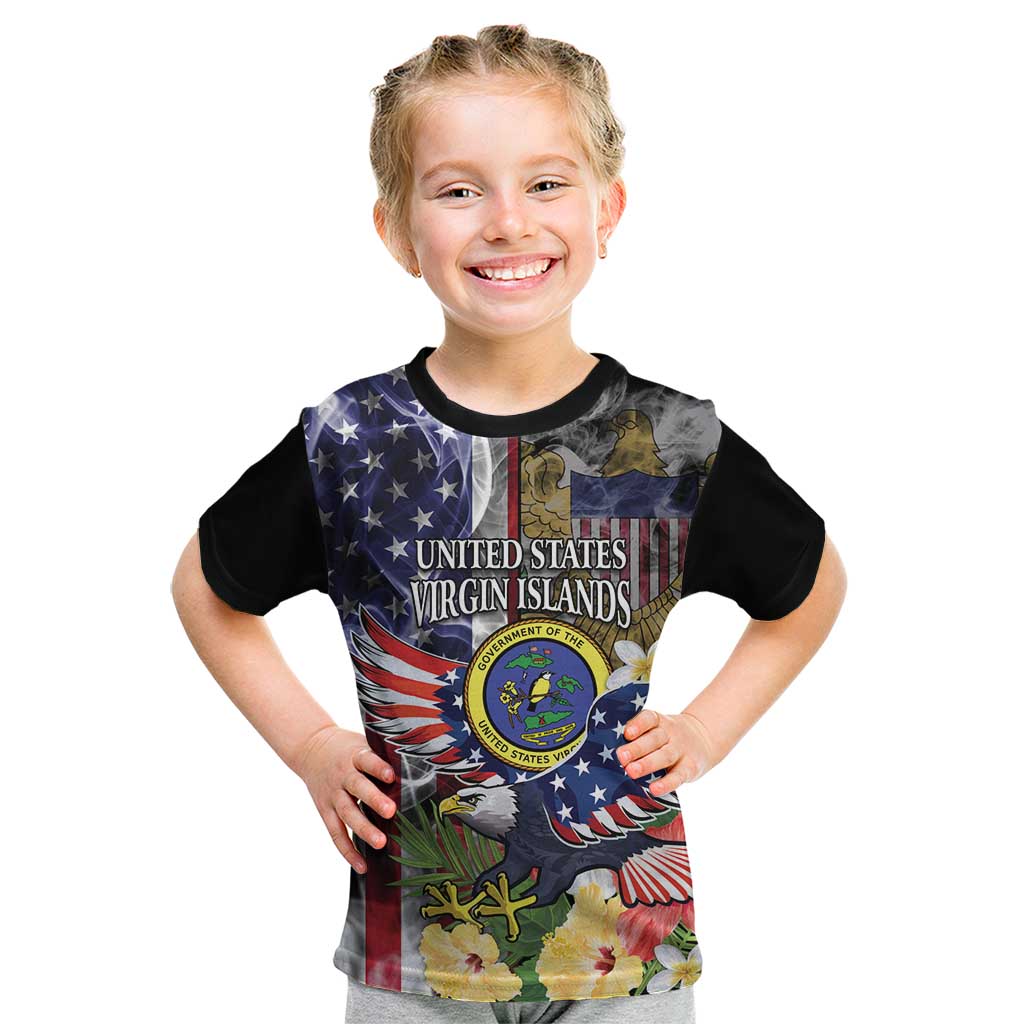 US Virgin Islands USA Half Flag Kid T Shirt Together We Grow Smoke Effect - Wonder Print Shop