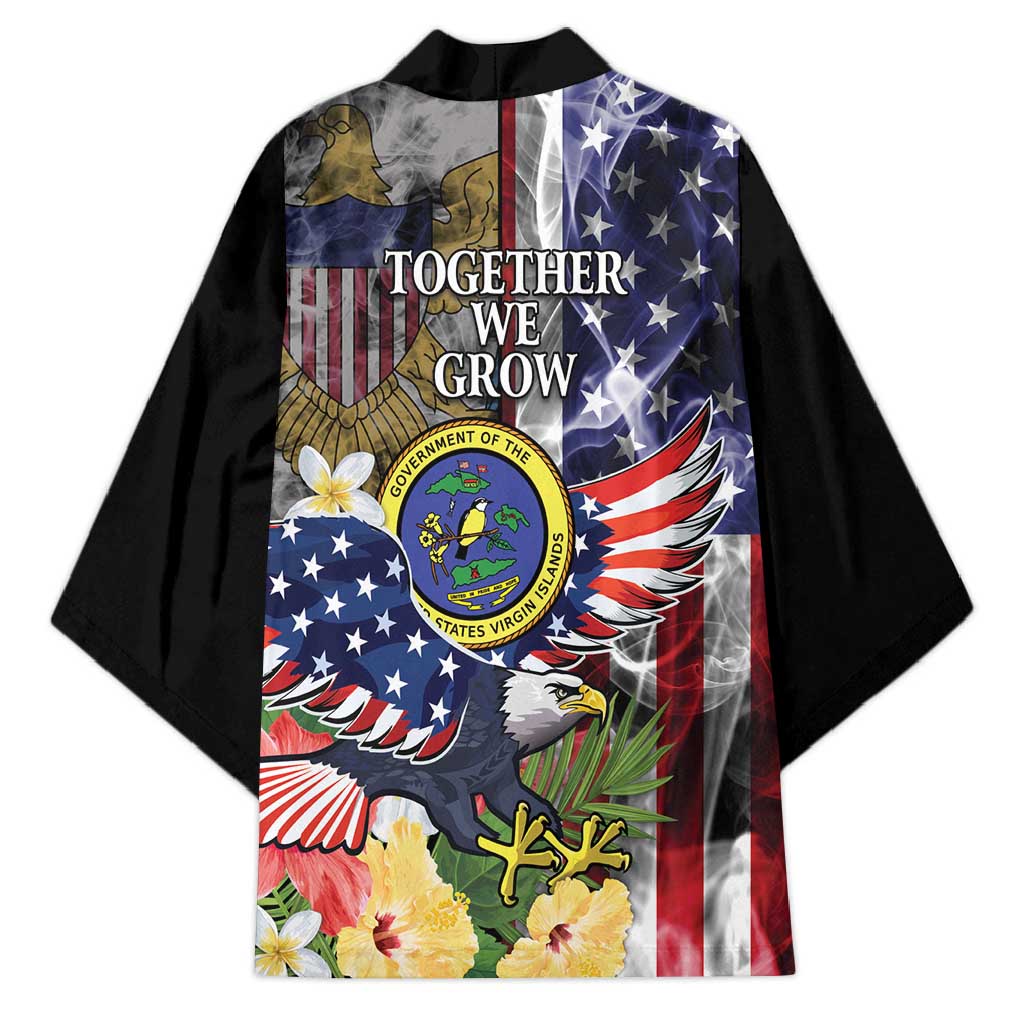 US Virgin Islands USA Half Flag Kimono Together We Grow Smoke Effect - Wonder Print Shop