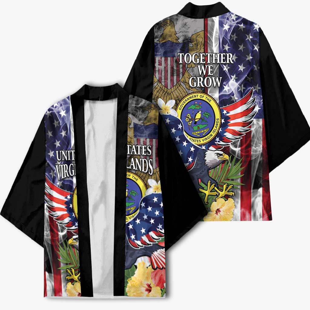 US Virgin Islands USA Half Flag Kimono Together We Grow Smoke Effect - Wonder Print Shop