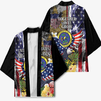 US Virgin Islands USA Half Flag Kimono Together We Grow Smoke Effect - Wonder Print Shop
