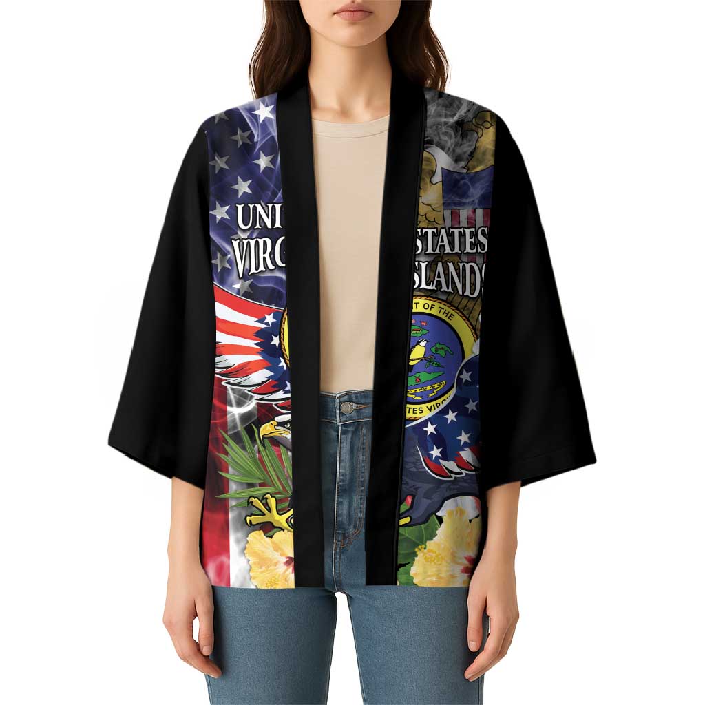 US Virgin Islands USA Half Flag Kimono Together We Grow Smoke Effect - Wonder Print Shop