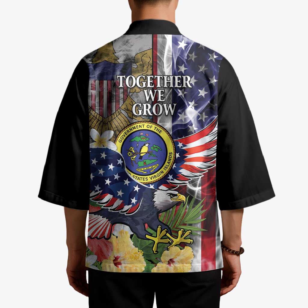 US Virgin Islands USA Half Flag Kimono Together We Grow Smoke Effect - Wonder Print Shop