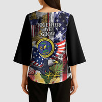 US Virgin Islands USA Half Flag Kimono Sleeve Blouse Together We Grow Smoke Effect - Wonder Print Shop