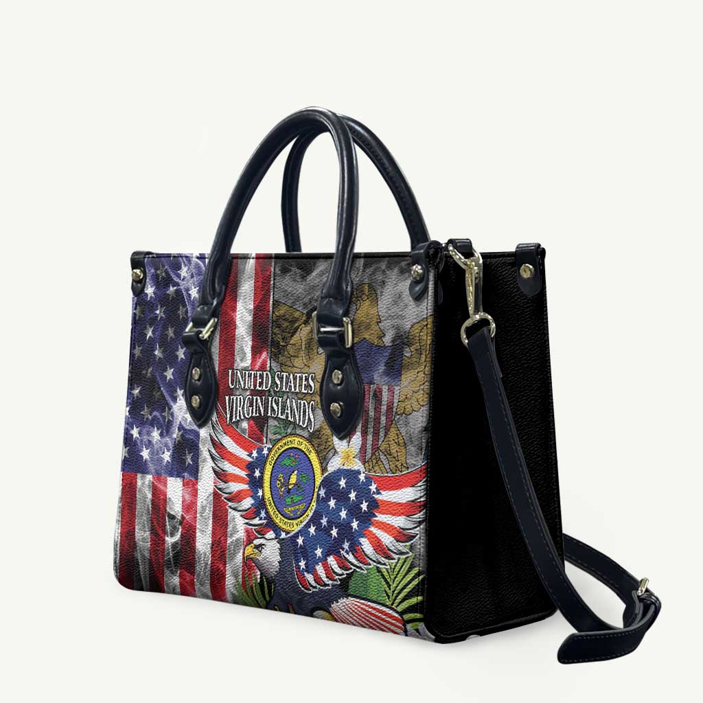 US Virgin Islands USA Half Flag Leather Bag Together We Grow Smoke Effect - Wonder Print Shop