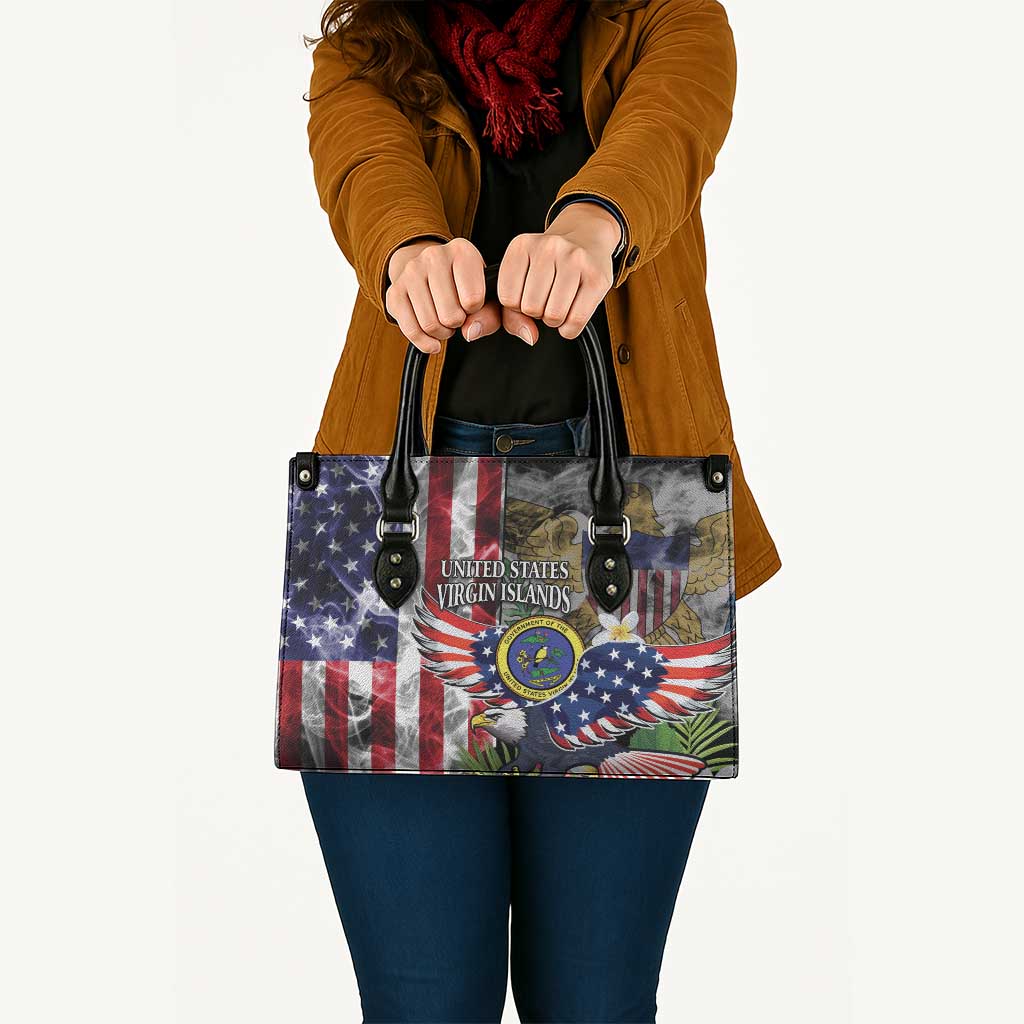US Virgin Islands USA Half Flag Leather Bag Together We Grow Smoke Effect - Wonder Print Shop