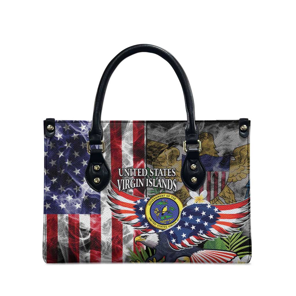 US Virgin Islands USA Half Flag Leather Bag Together We Grow Smoke Effect - Wonder Print Shop