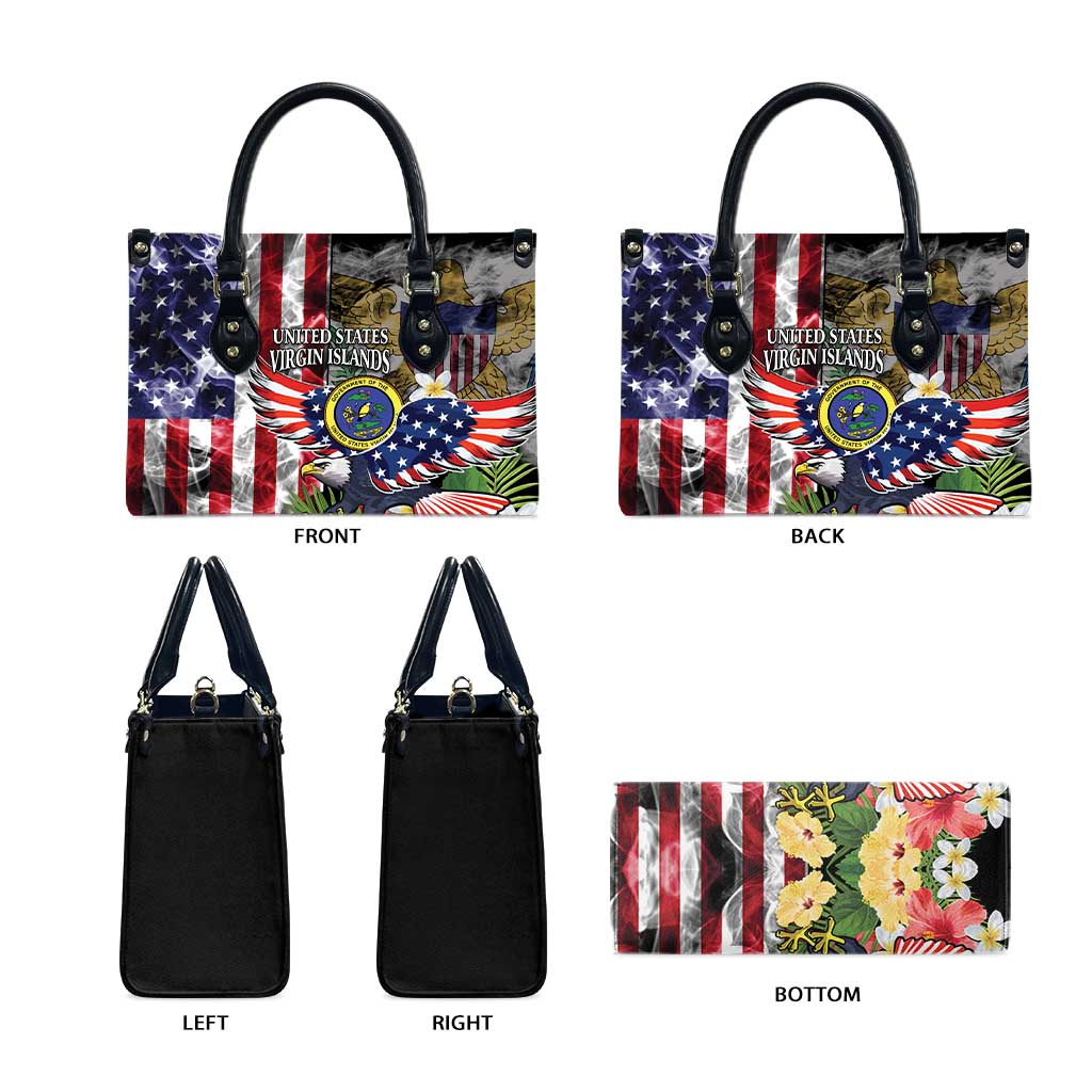 US Virgin Islands USA Half Flag Leather Bag Together We Grow Smoke Effect - Wonder Print Shop