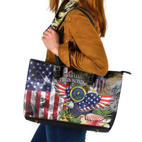 US Virgin Islands USA Half Flag Leather Tote Bag Together We Grow Smoke Effect - Wonder Print Shop