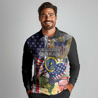 US Virgin Islands USA Half Flag Long Sleeve Polo Shirt Together We Grow Smoke Effect - Wonder Print Shop