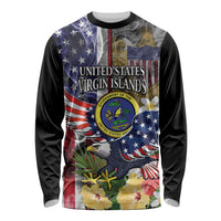 US Virgin Islands USA Half Flag Long Sleeve Shirt Together We Grow Smoke Effect - Wonder Print Shop