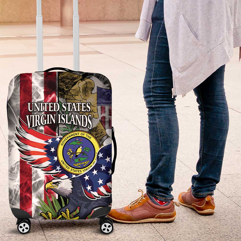 US Virgin Islands USA Half Flag Luggage Cover Together We Grow Smoke Effect - Wonder Print Shop