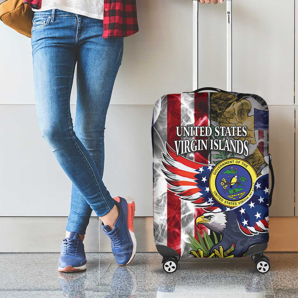 US Virgin Islands USA Half Flag Luggage Cover Together We Grow Smoke Effect - Wonder Print Shop