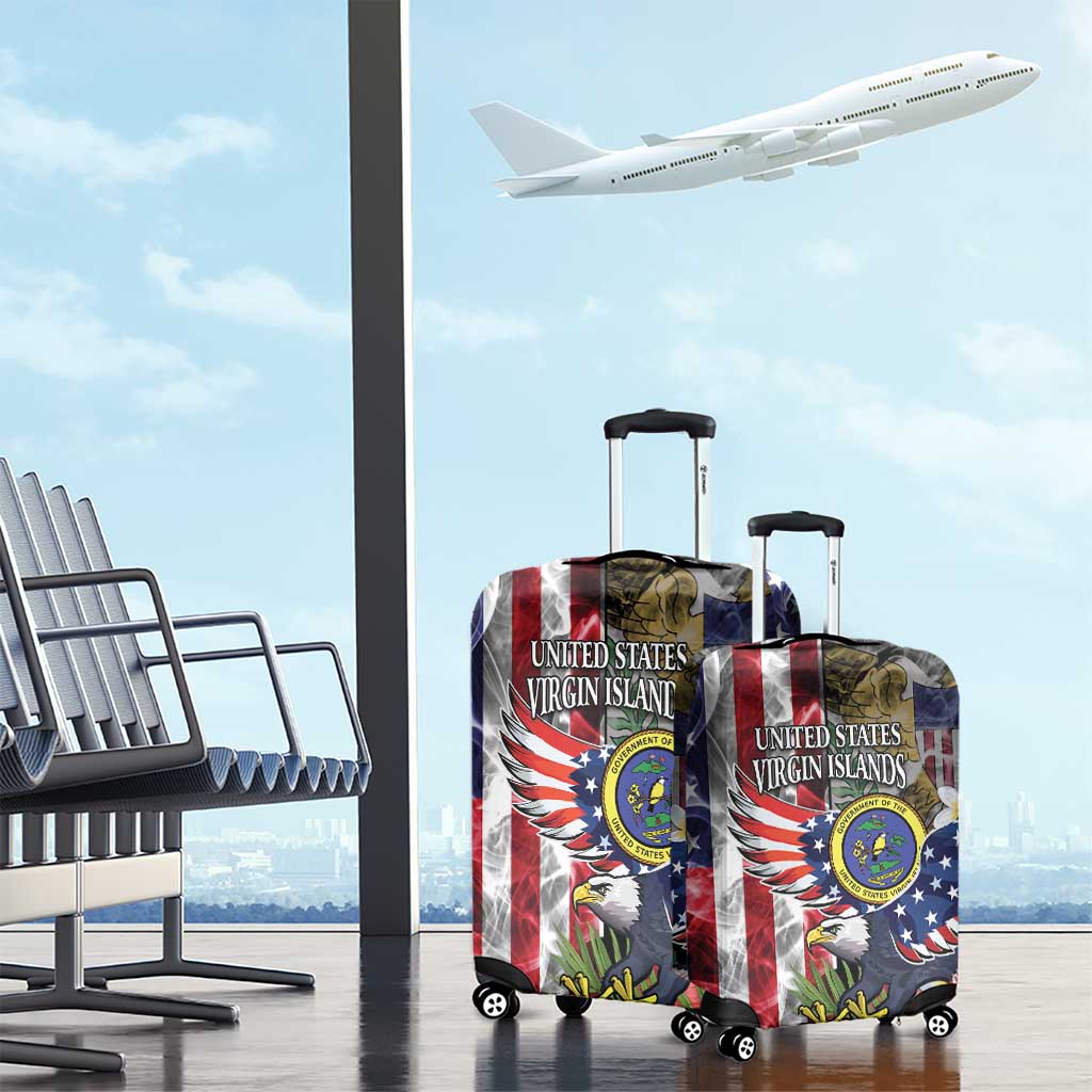 US Virgin Islands USA Half Flag Luggage Cover Together We Grow Smoke Effect - Wonder Print Shop