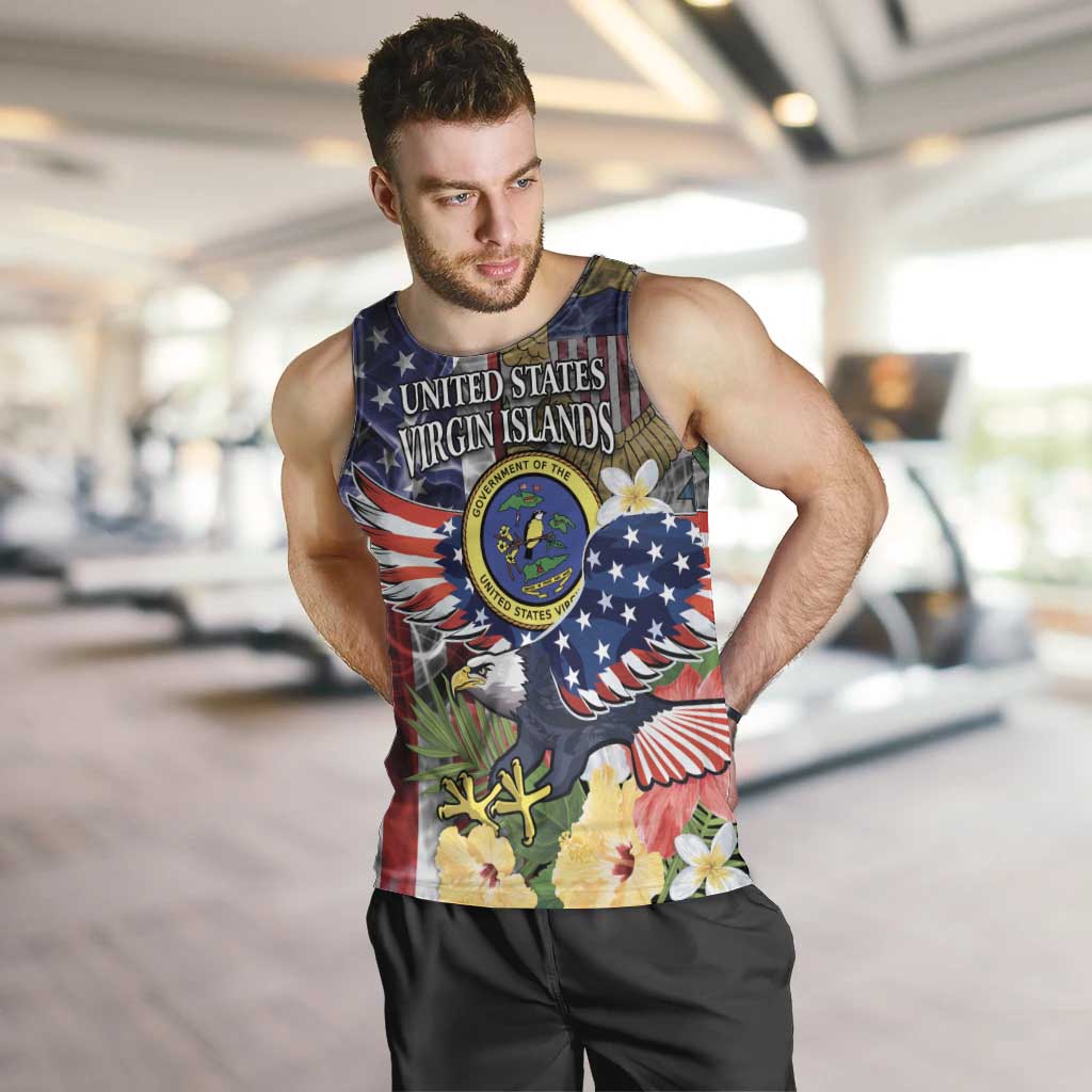 US Virgin Islands USA Half Flag Men Tank Top Together We Grow Smoke Effect - Wonder Print Shop