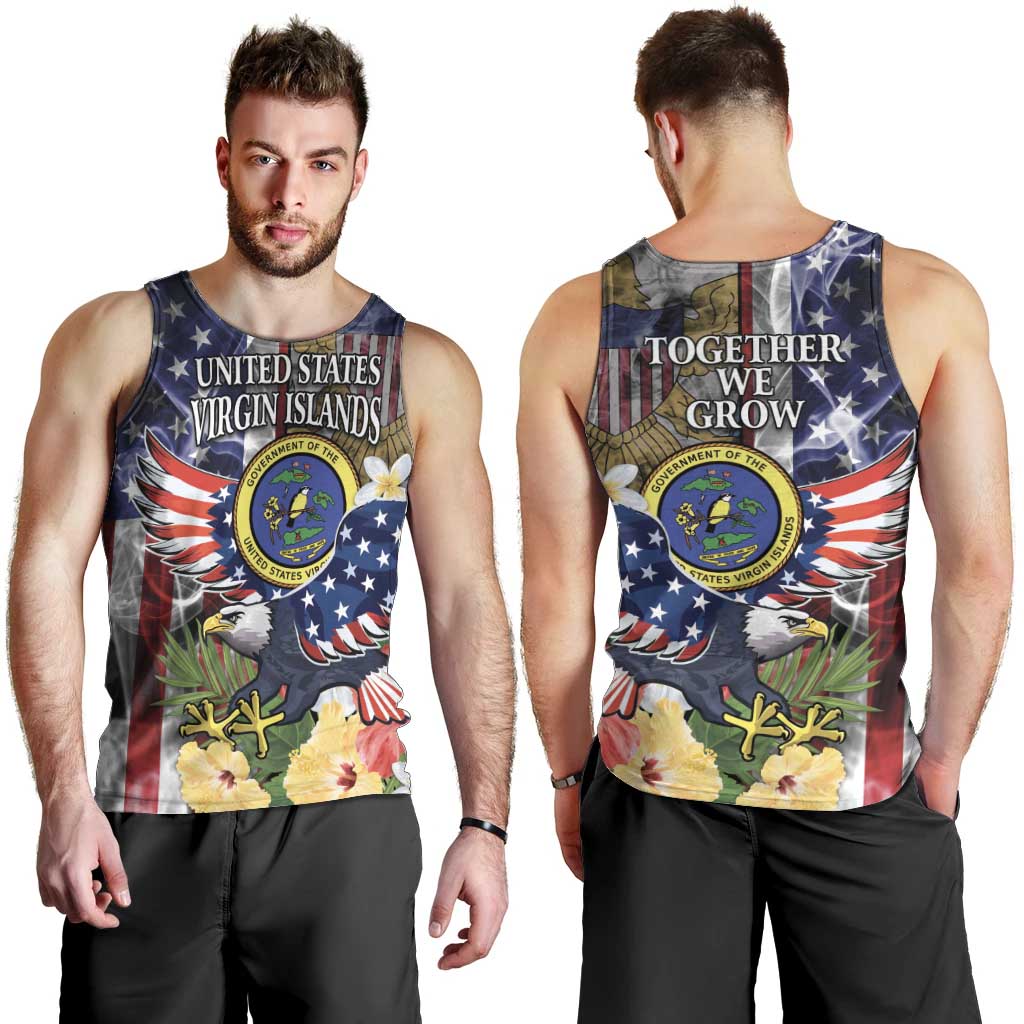 US Virgin Islands USA Half Flag Men Tank Top Together We Grow Smoke Effect - Wonder Print Shop
