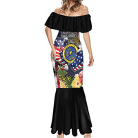 US Virgin Islands USA Half Flag Mermaid Dress Together We Grow Smoke Effect - Wonder Print Shop