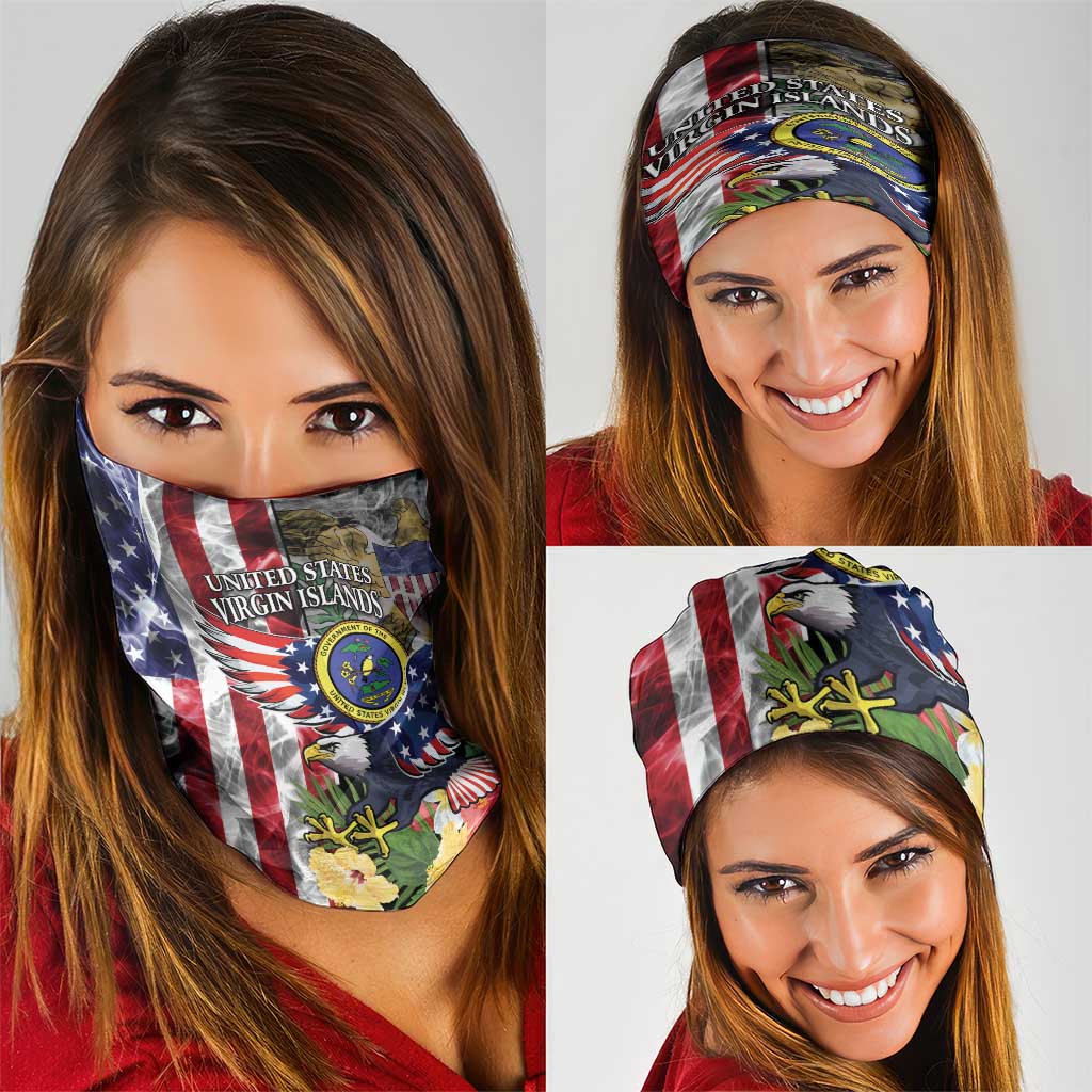 US Virgin Islands USA Half Flag Neck Gaiter Together We Grow Smoke Effect - Wonder Print Shop