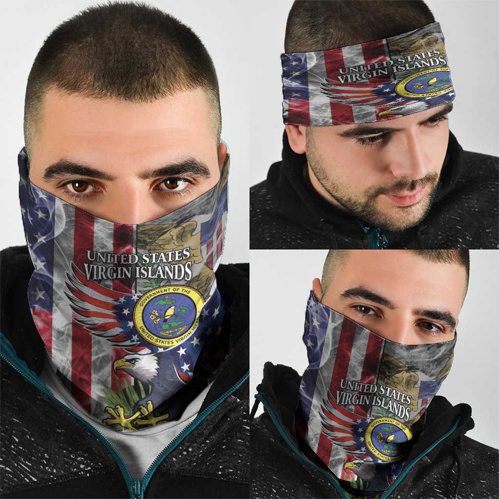 US Virgin Islands USA Half Flag Neck Gaiter Together We Grow Smoke Effect - Wonder Print Shop