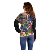 US Virgin Islands USA Half Flag Off Shoulder Sweater Together We Grow Smoke Effect - Wonder Print Shop