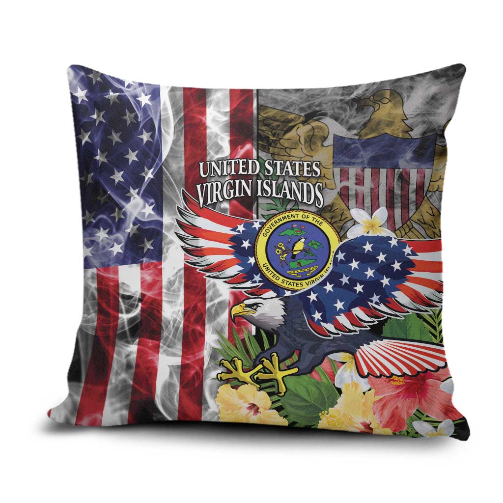 US Virgin Islands USA Half Flag Pillow Cover Together We Grow Smoke Effect - Wonder Print Shop