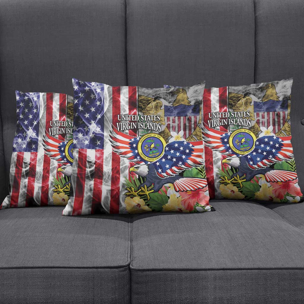 US Virgin Islands USA Half Flag Pillow Cover Together We Grow Smoke Effect - Wonder Print Shop