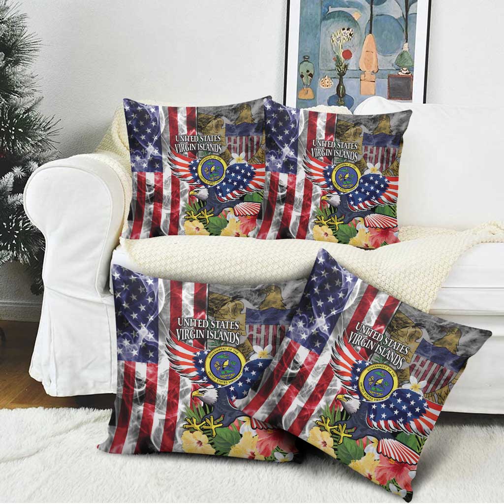 US Virgin Islands USA Half Flag Pillow Cover Together We Grow Smoke Effect - Wonder Print Shop