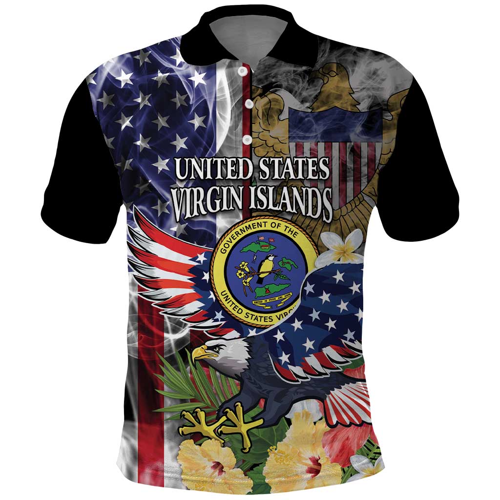 US Virgin Islands USA Half Flag Polo Shirt Together We Grow Smoke Effect - Wonder Print Shop