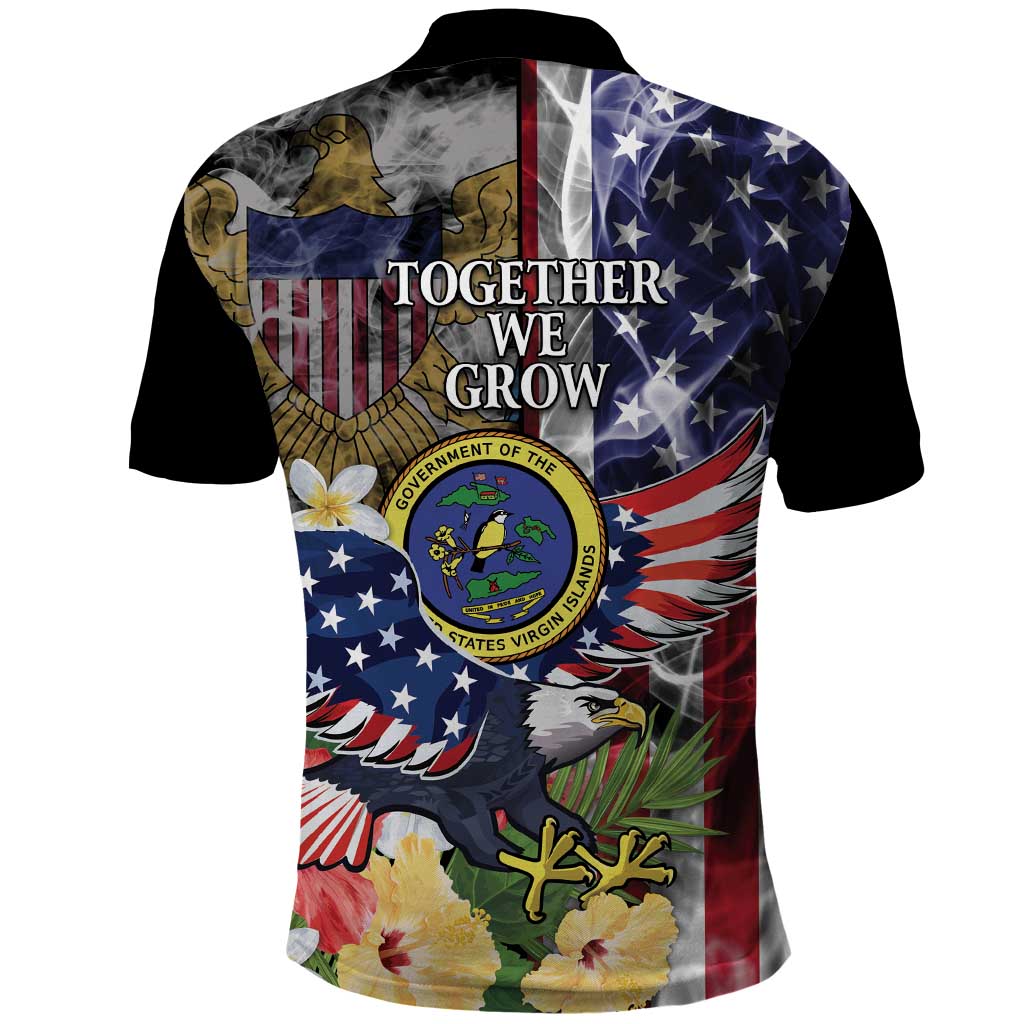 US Virgin Islands USA Half Flag Polo Shirt Together We Grow Smoke Effect - Wonder Print Shop