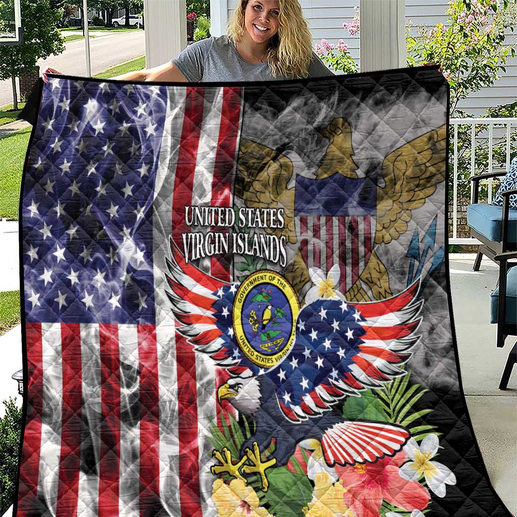 US Virgin Islands USA Half Flag Quilt Together We Grow Smoke Effect - Wonder Print Shop