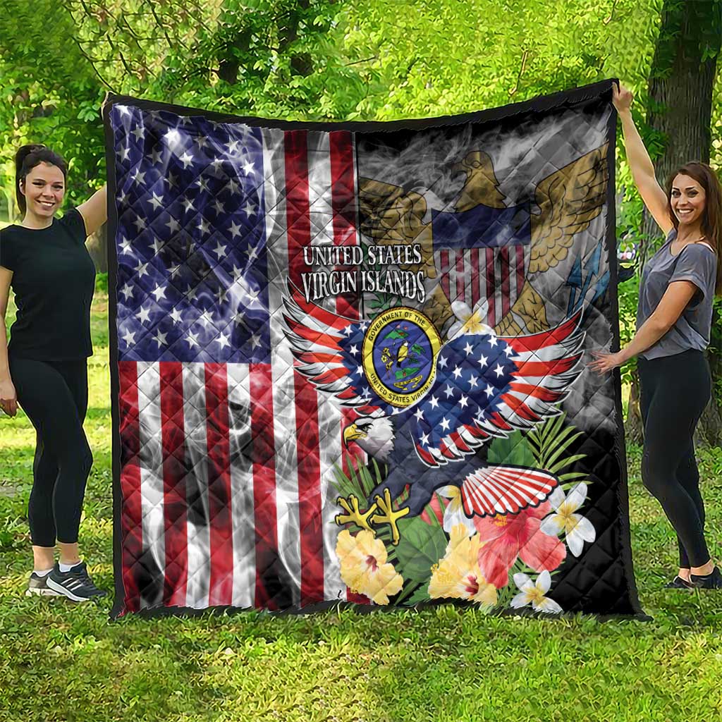 US Virgin Islands USA Half Flag Quilt Together We Grow Smoke Effect - Wonder Print Shop