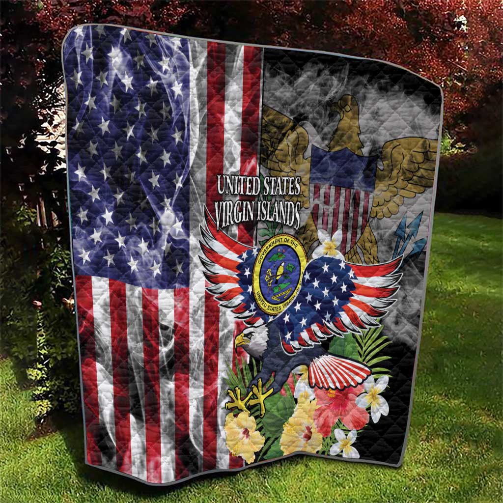 US Virgin Islands USA Half Flag Quilt Together We Grow Smoke Effect - Wonder Print Shop