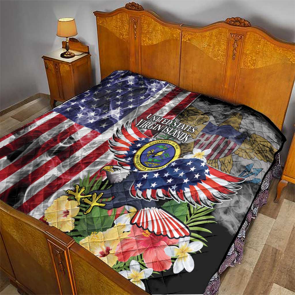 US Virgin Islands USA Half Flag Quilt Together We Grow Smoke Effect - Wonder Print Shop