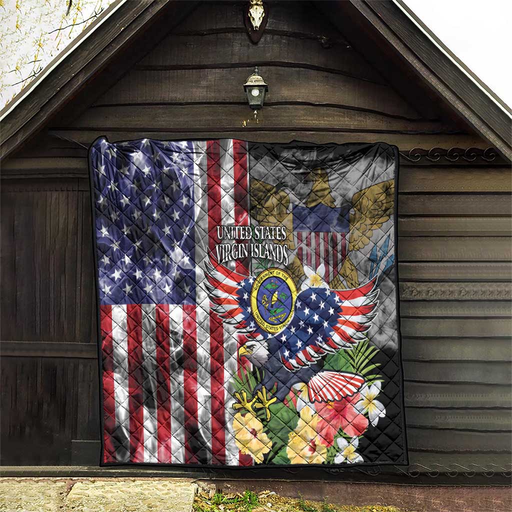 US Virgin Islands USA Half Flag Quilt Together We Grow Smoke Effect - Wonder Print Shop