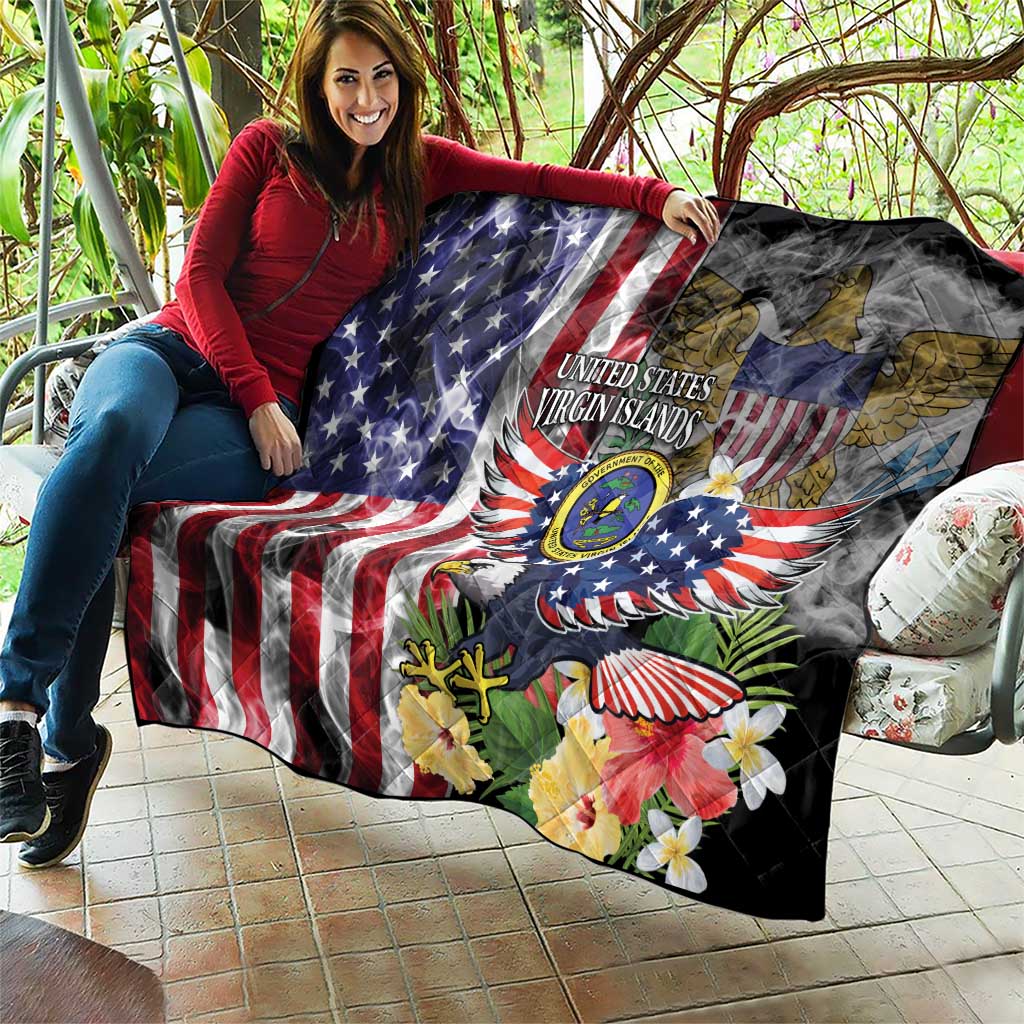 US Virgin Islands USA Half Flag Quilt Together We Grow Smoke Effect - Wonder Print Shop