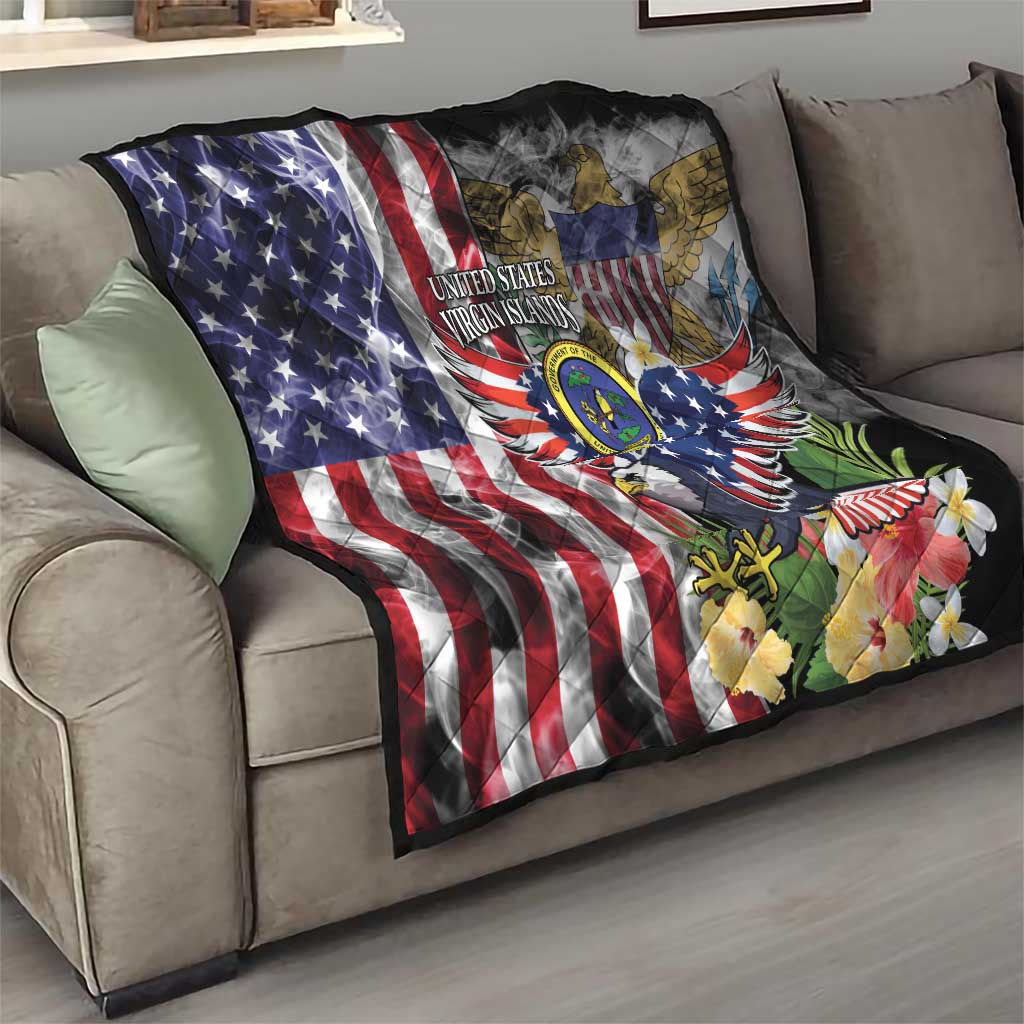 US Virgin Islands USA Half Flag Quilt Together We Grow Smoke Effect - Wonder Print Shop