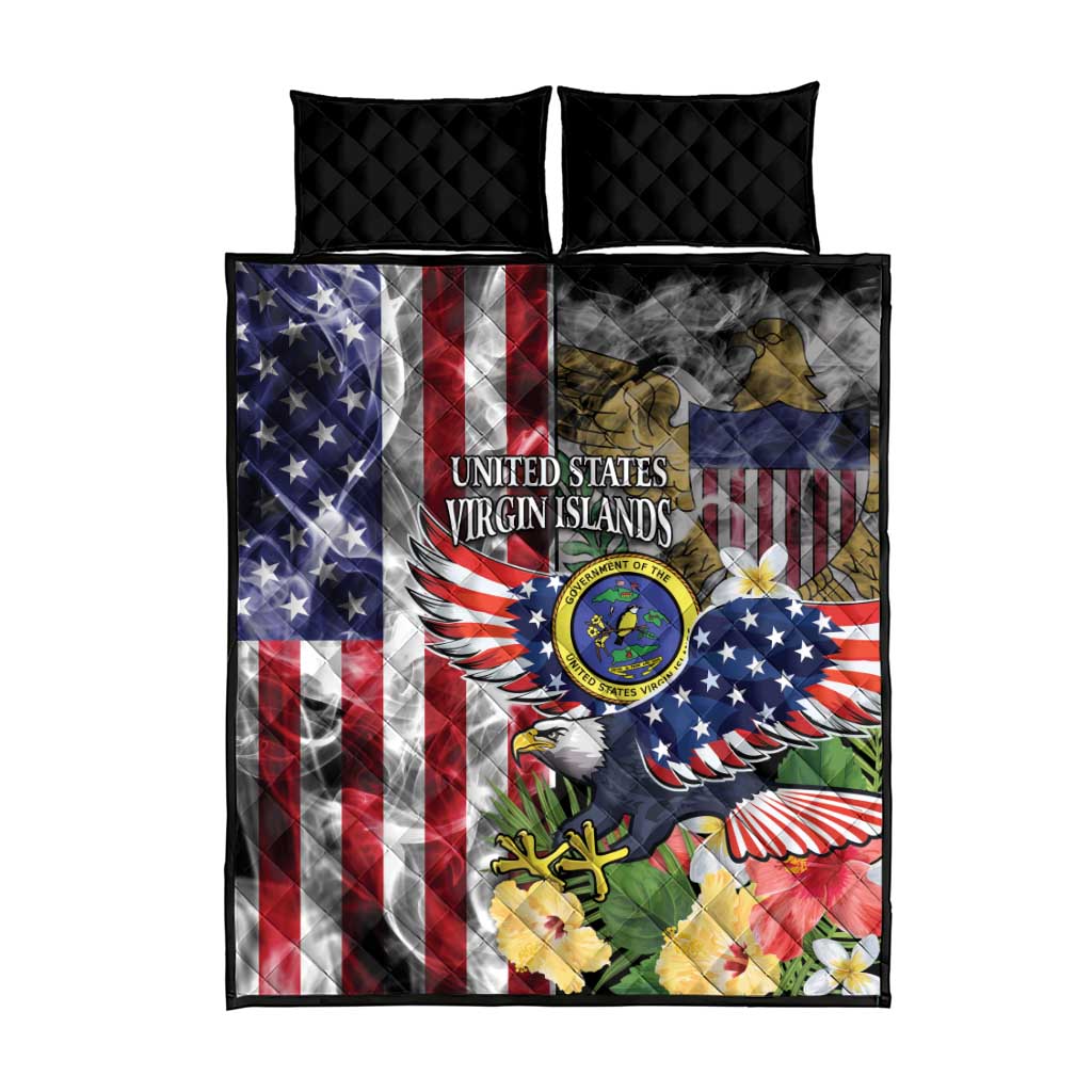 US Virgin Islands USA Half Flag Quilt Bed Set Together We Grow Smoke Effect - Wonder Print Shop