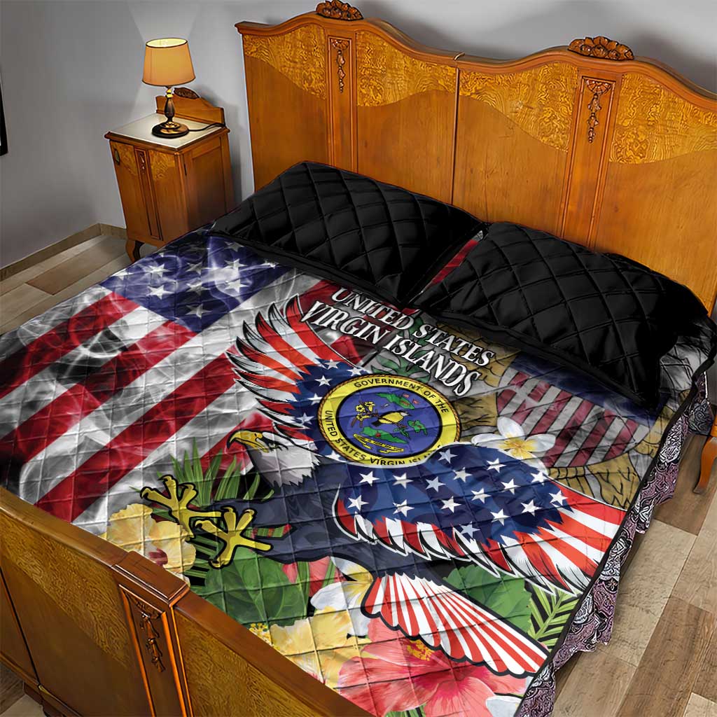 US Virgin Islands USA Half Flag Quilt Bed Set Together We Grow Smoke Effect - Wonder Print Shop