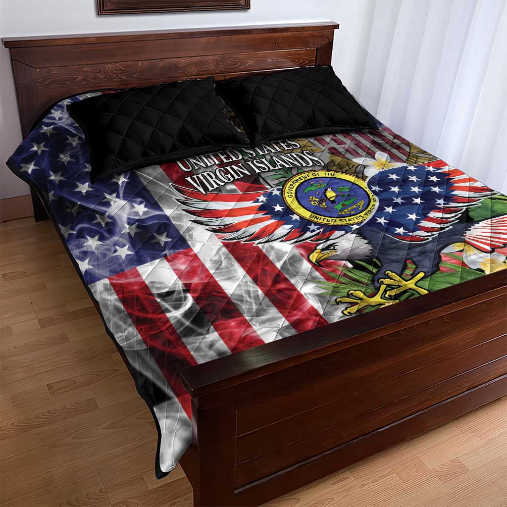 US Virgin Islands USA Half Flag Quilt Bed Set Together We Grow Smoke Effect - Wonder Print Shop