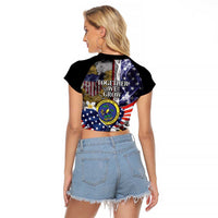 US Virgin Islands USA Half Flag Raglan Cropped T Shirt Together We Grow Smoke Effect - Wonder Print Shop
