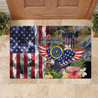 US Virgin Islands USA Half Flag Rubber Doormat Together We Grow Smoke Effect - Wonder Print Shop