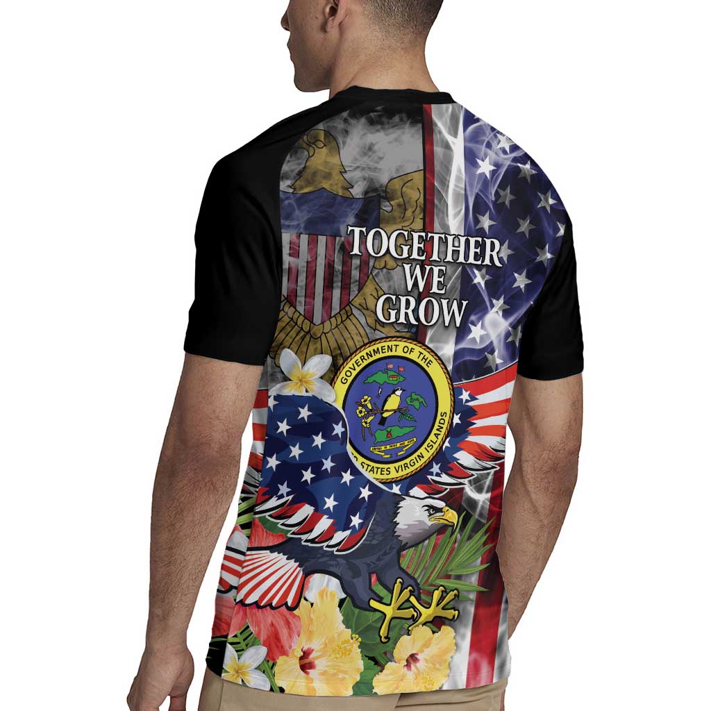 US Virgin Islands USA Half Flag Rugby Jersey Together We Grow Smoke Effect - Wonder Print Shop