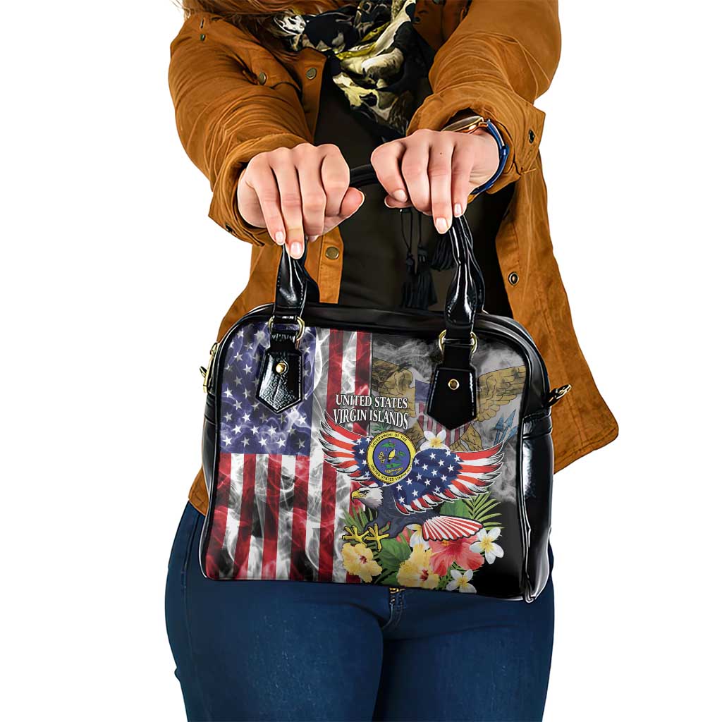 US Virgin Islands USA Half Flag Shoulder Handbag Together We Grow Smoke Effect - Wonder Print Shop