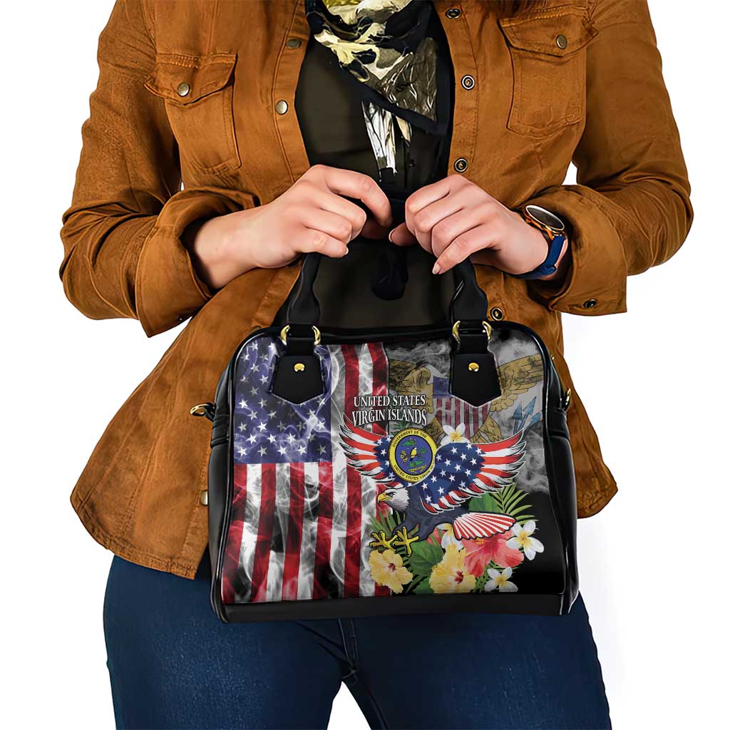 US Virgin Islands USA Half Flag Shoulder Handbag Together We Grow Smoke Effect - Wonder Print Shop