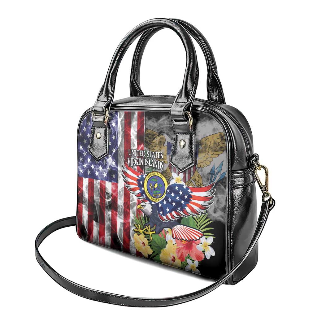 US Virgin Islands USA Half Flag Shoulder Handbag Together We Grow Smoke Effect - Wonder Print Shop